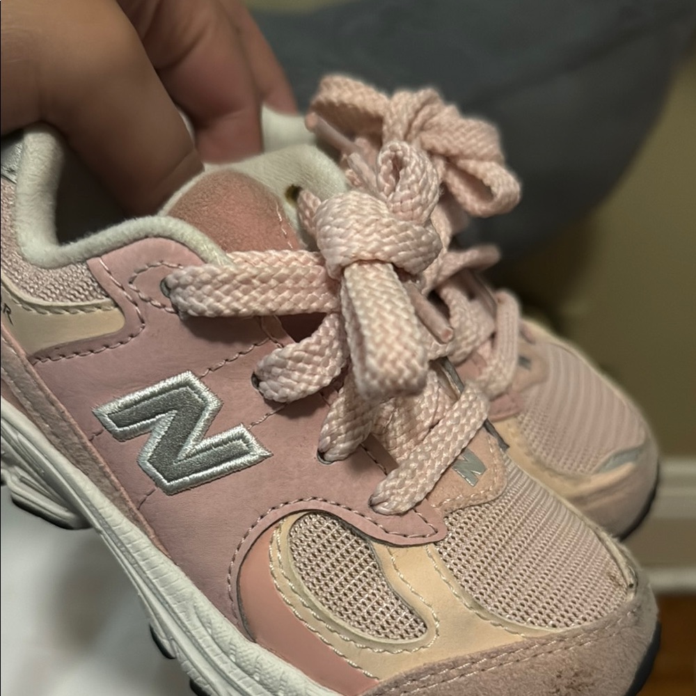 New Balance Pink and Silver Sneakers with Mesh Upper